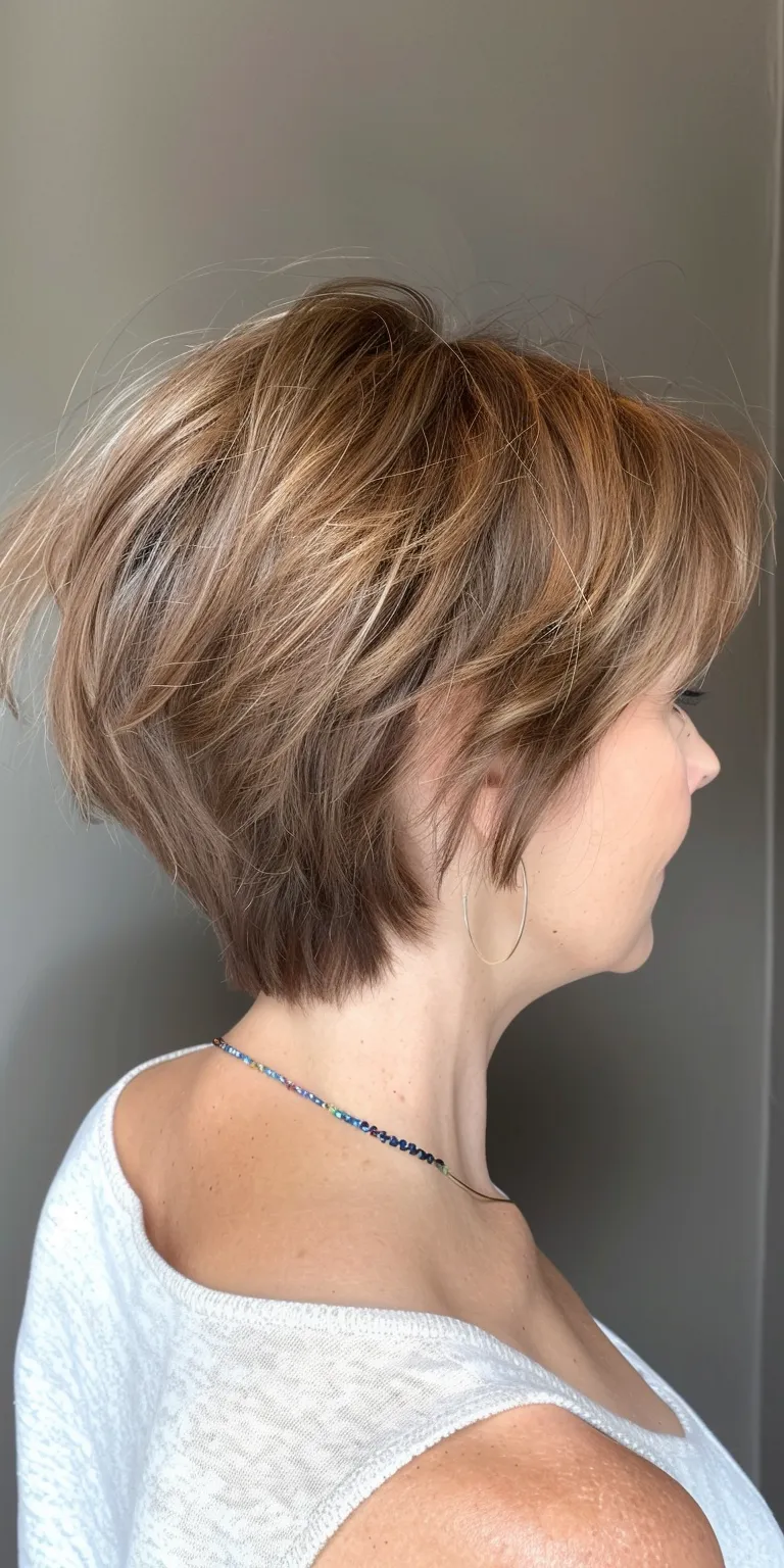 short layered haircuts Asymmetric cut, Short brush Layered hair, Pixie French twist