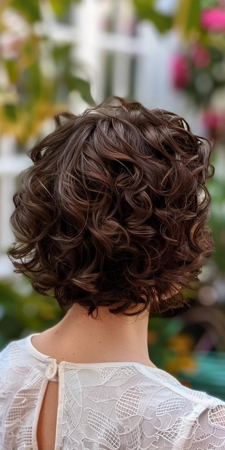 short curls Digital perm, Asymmetric cut, Ringlets, Layered hair, Updo