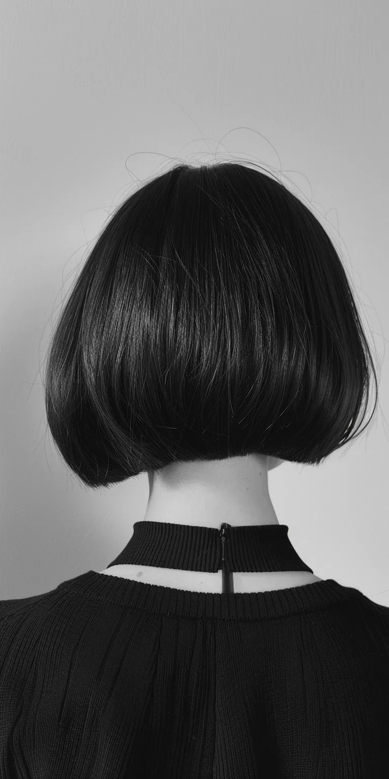 short bob with bangs Asymmetric cut, Bob Chignon, Short brush Butterfly haircut