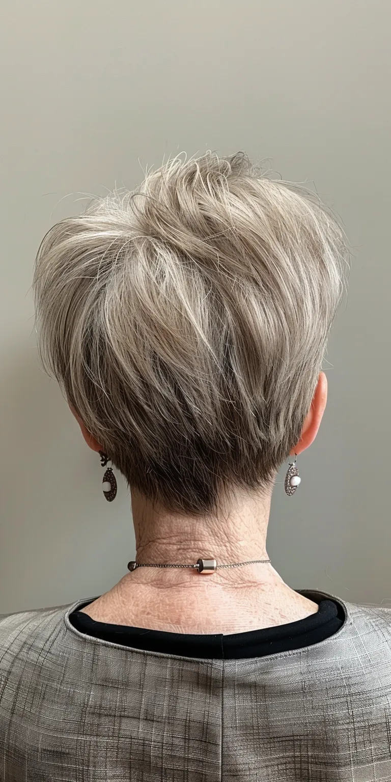 short hairstyles for mature women Asymmetric cut, Short brush Digital perm, Tonsure, Pixie cut