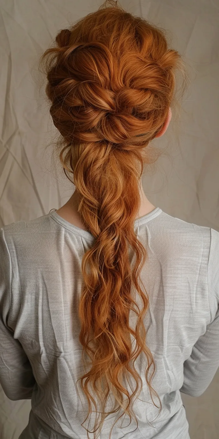 curly ponytail hairstyles Braid, French braid, Waterfall braids, Updo, Milkmaid braid