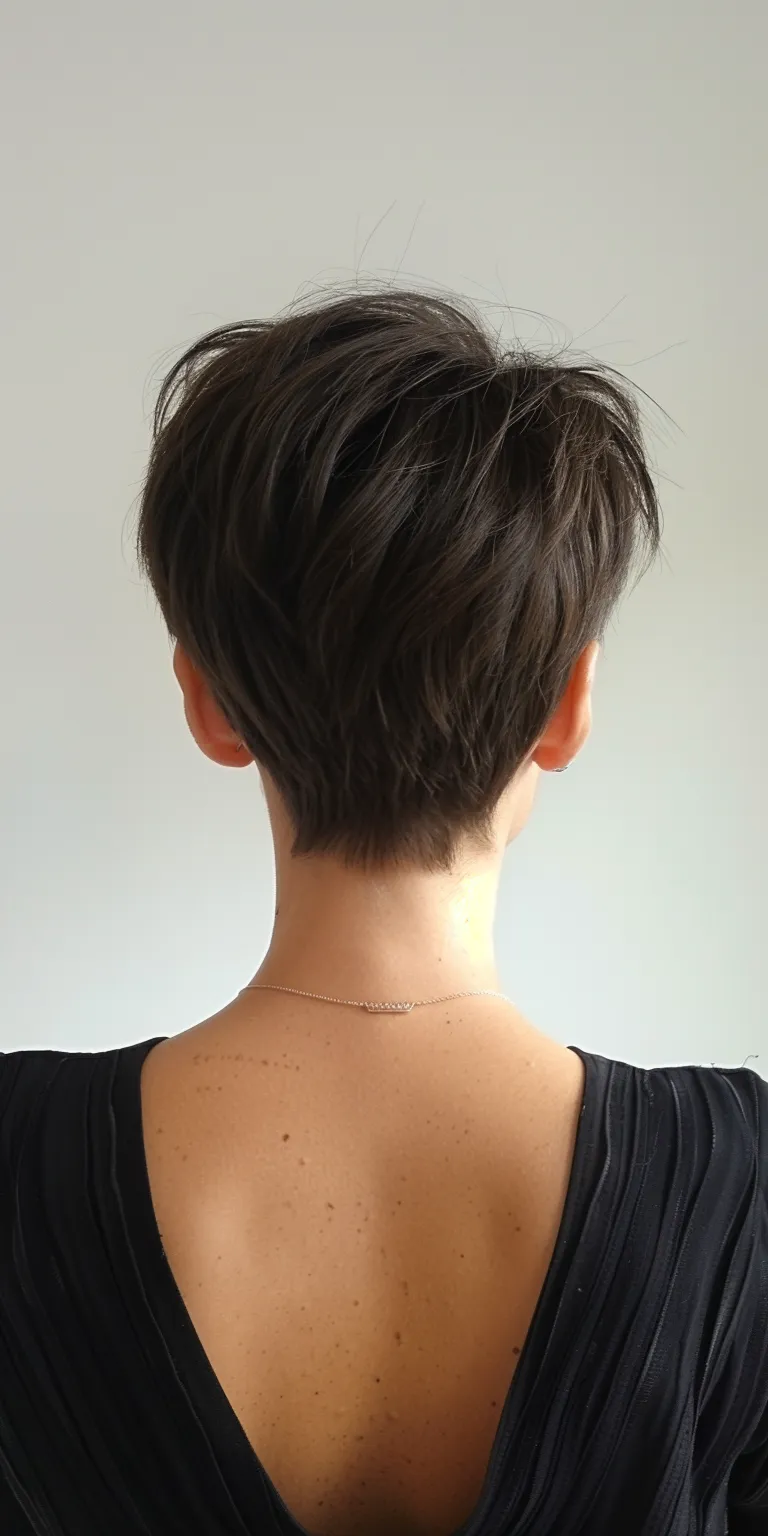 pixie haircuts for fine hair Asymmetric cut, Short brush Pixie Butterfly haircut, Chignon