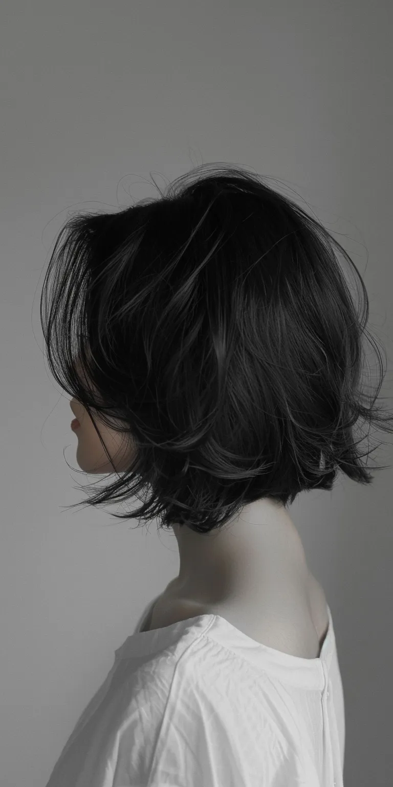 layered hair styles Asymmetric cut, Bob Layered hair, Japanese women's hairstyles, Digital perm