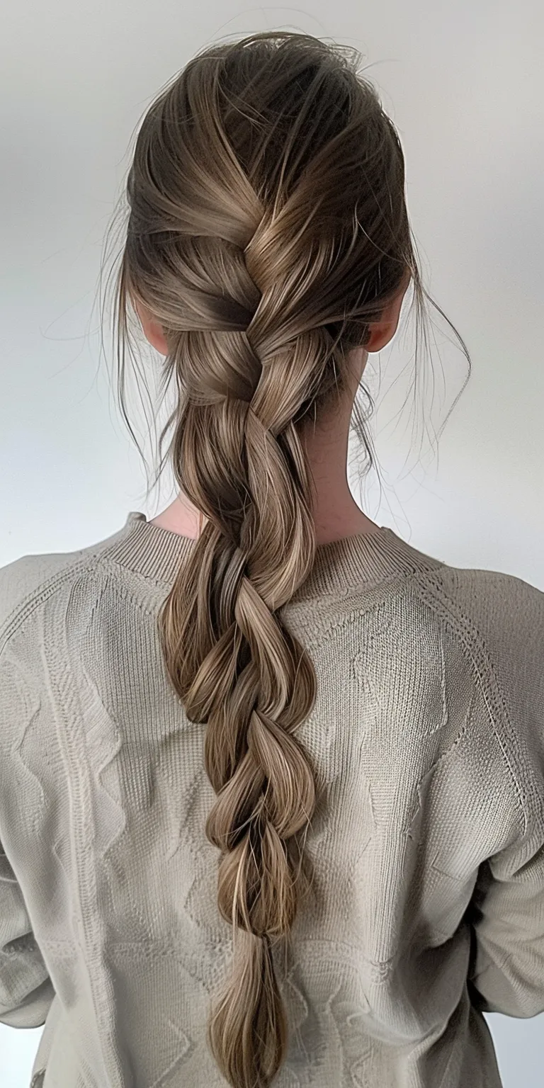 long braided ponytail Waterfall braids, French braid, Braid, Boho Milkmaid braid