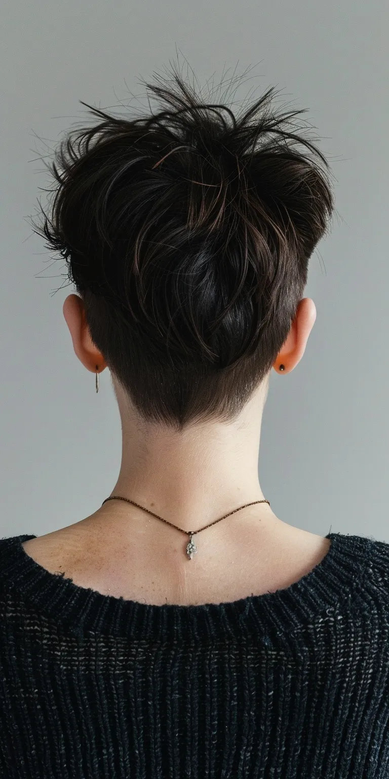 short thin hairstyles Asymmetric cut, Butterfly haircut, Pixie Short brush Chignon