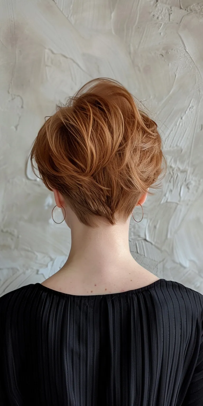 pixie hair styles Asymmetric cut, Updo, Chignon, Digital perm, Ballerina bun