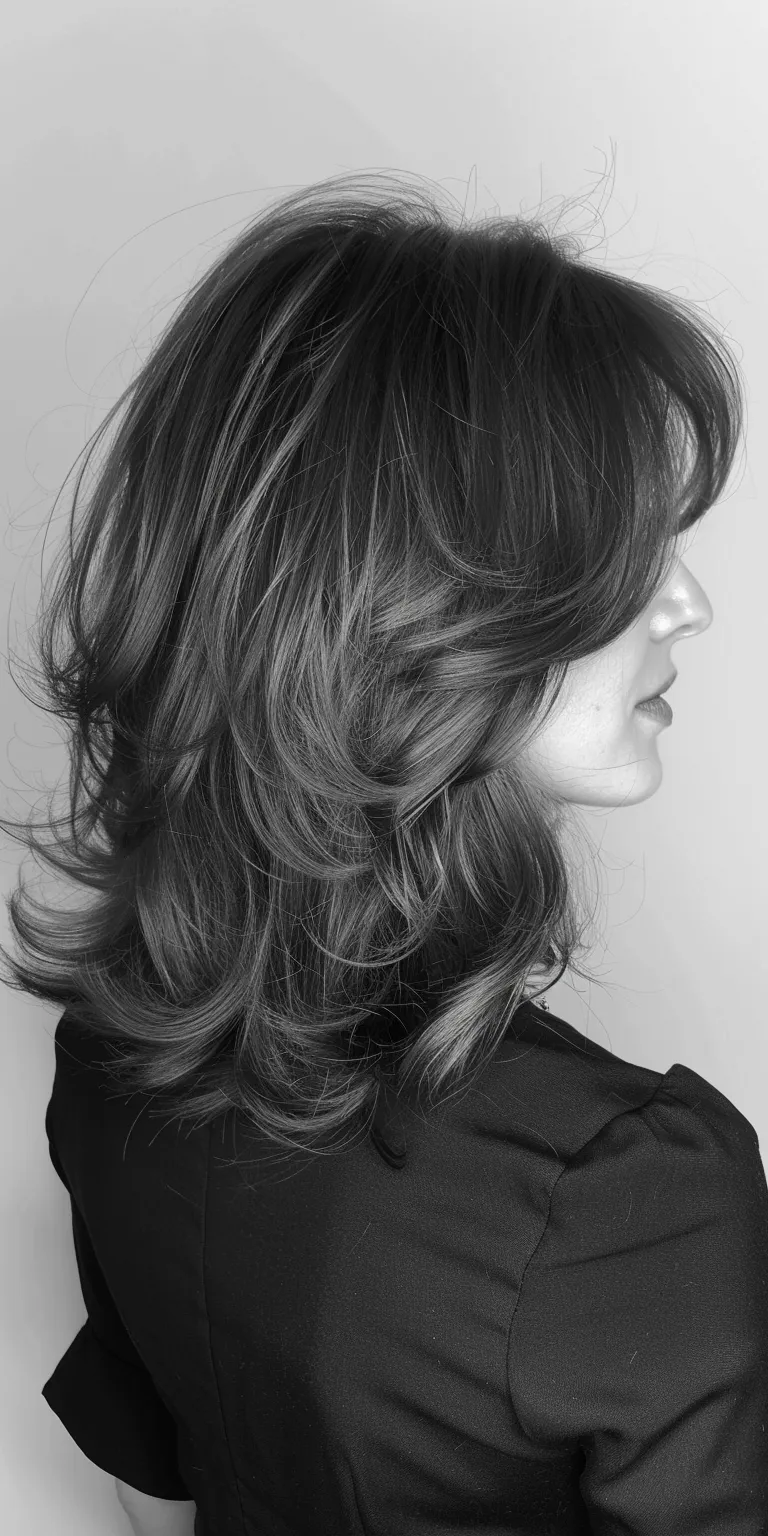 shoulder length hairstyles with bangs Asymmetric cut, Layered hair, Bob Digital perm, Chignon