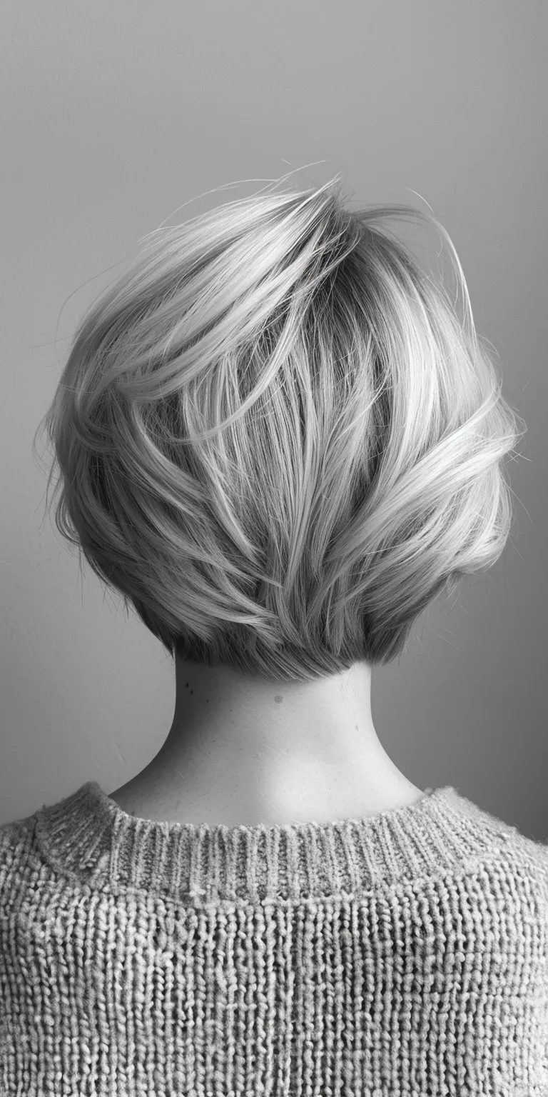 volumizing haircuts for thin hair Asymmetric cut, Pixie Chignon, Layered hair, Bob cut