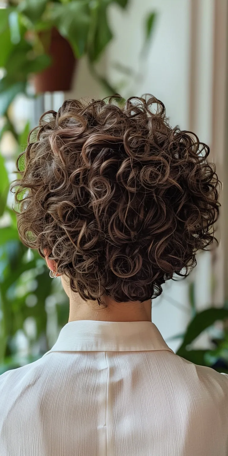 short curly hairstyles for women Digital perm, Ringlets, Asymmetric cut, Curly hair, Layered hair