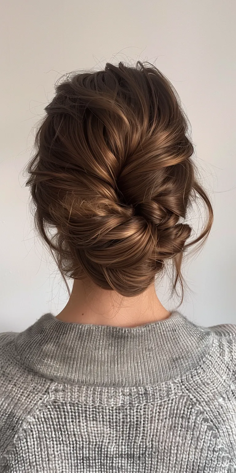 professional hairstyle Updo, Chignon, French twist, Milkmaid braid, braid