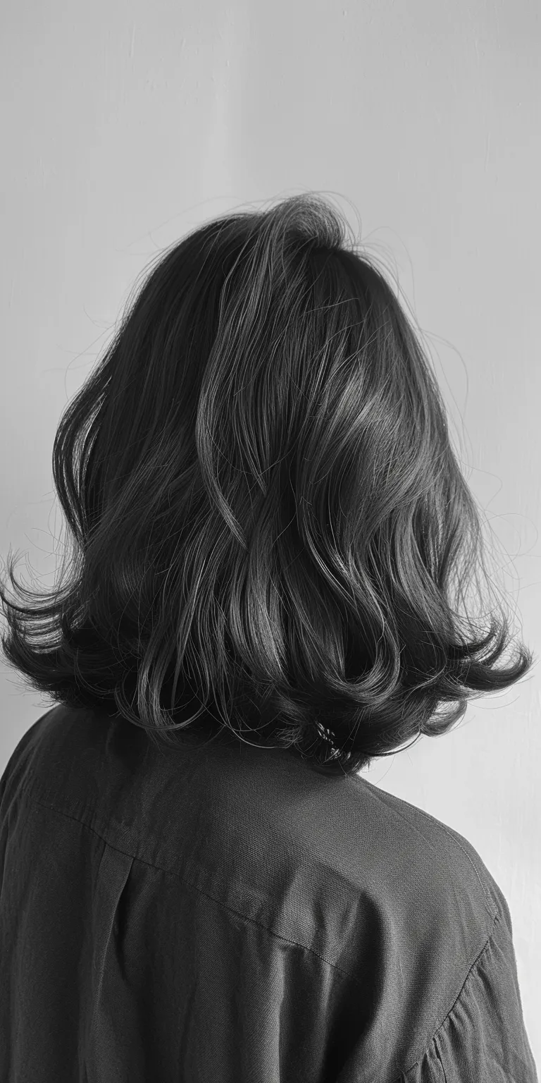 mid length haircuts Asymmetric cut, Bob Ringlets, Chignon, Layered hair