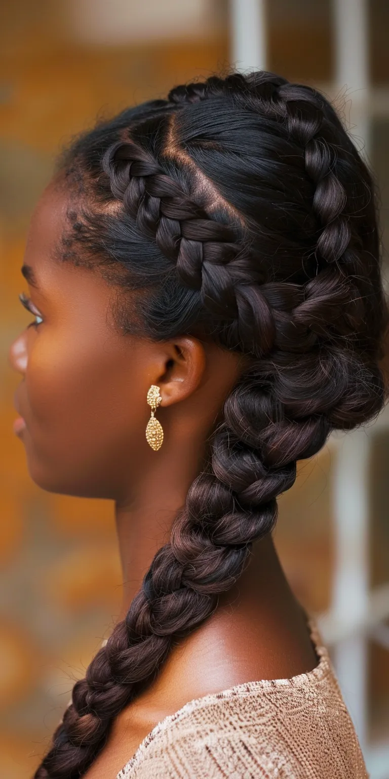 side braid hairstyle Hair twists, Boho braids, Waterfall Milkmaid braid, Chignon