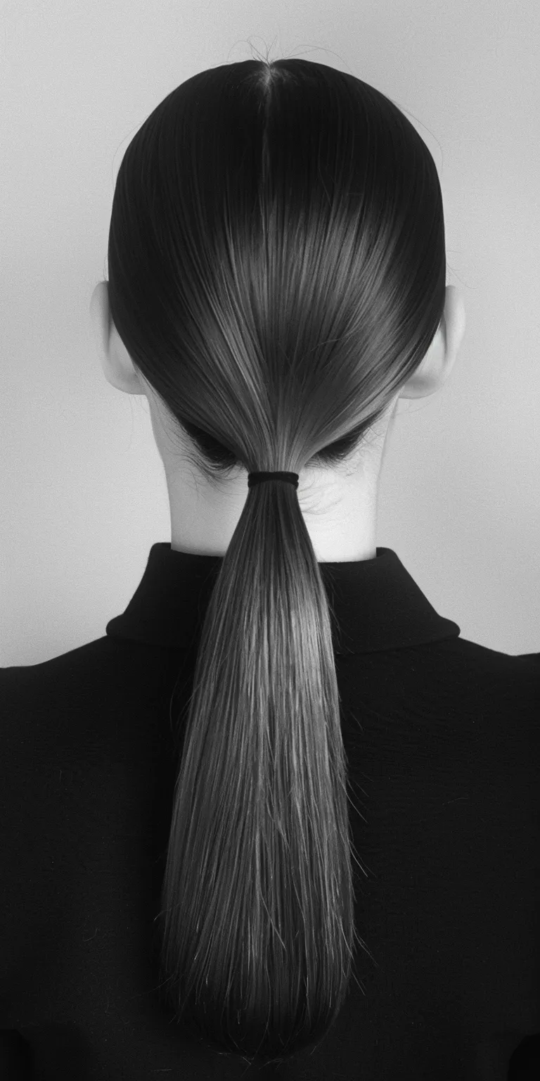 sleek ponytail Asymmetric cut, Chignon, French twist, Updo, Ponytail