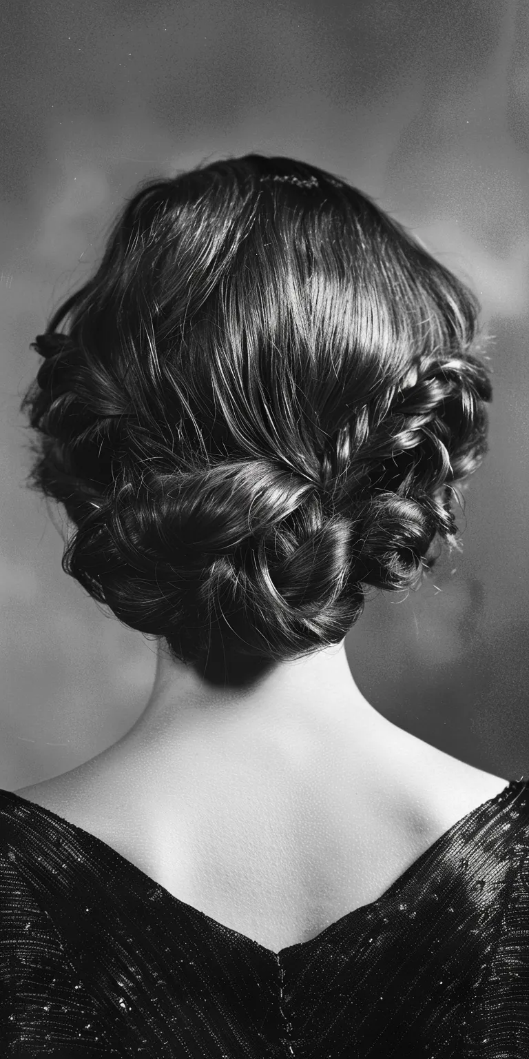 1920s hairstyles Milkmaid braid, Chignon, Updo, French Finger wave