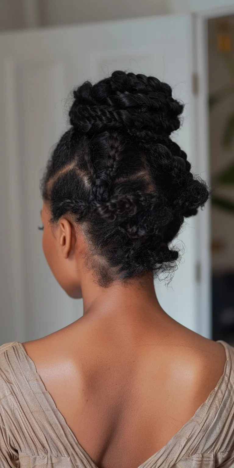 hair protective hairstyles French twist, Updo, Chignon, Hair twists, Crochet braids