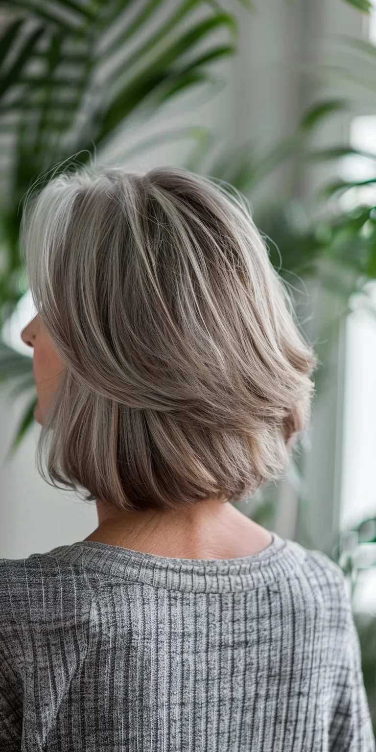 hairstyles for over 60s Asymmetric cut, Layered hair, Digital perm, Short brush Professional cut