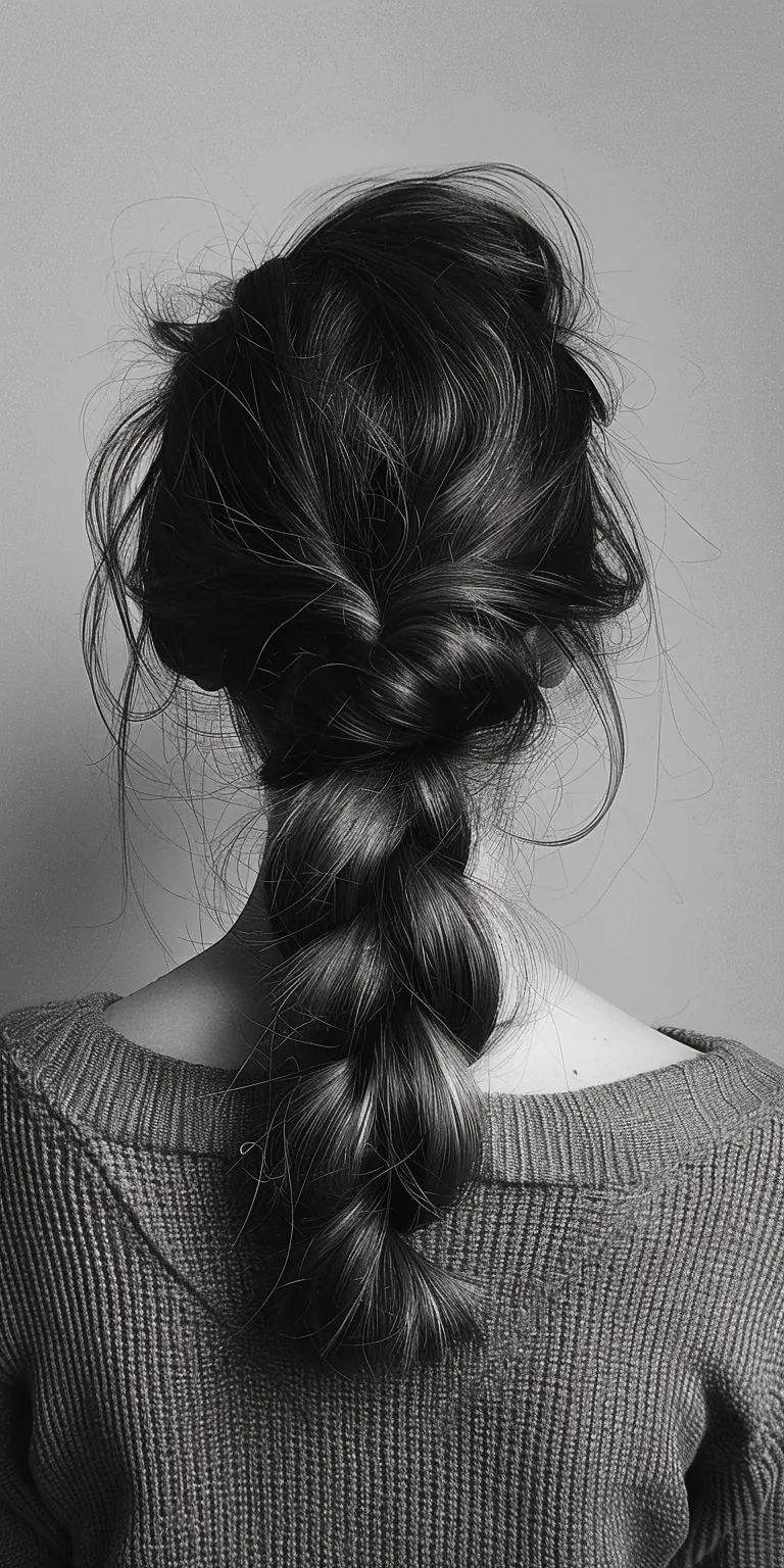 middle part hairstyle French braid, Chignon, Braid, twist, Waterfall braids