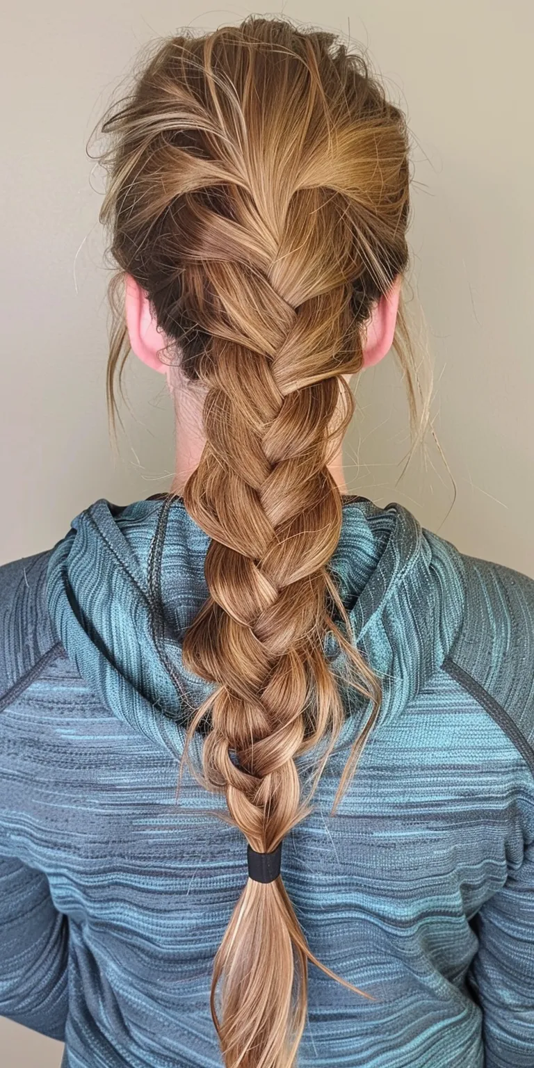 long braided ponytail French braid, Waterfall braids, twist, Braid, Milkmaid braid