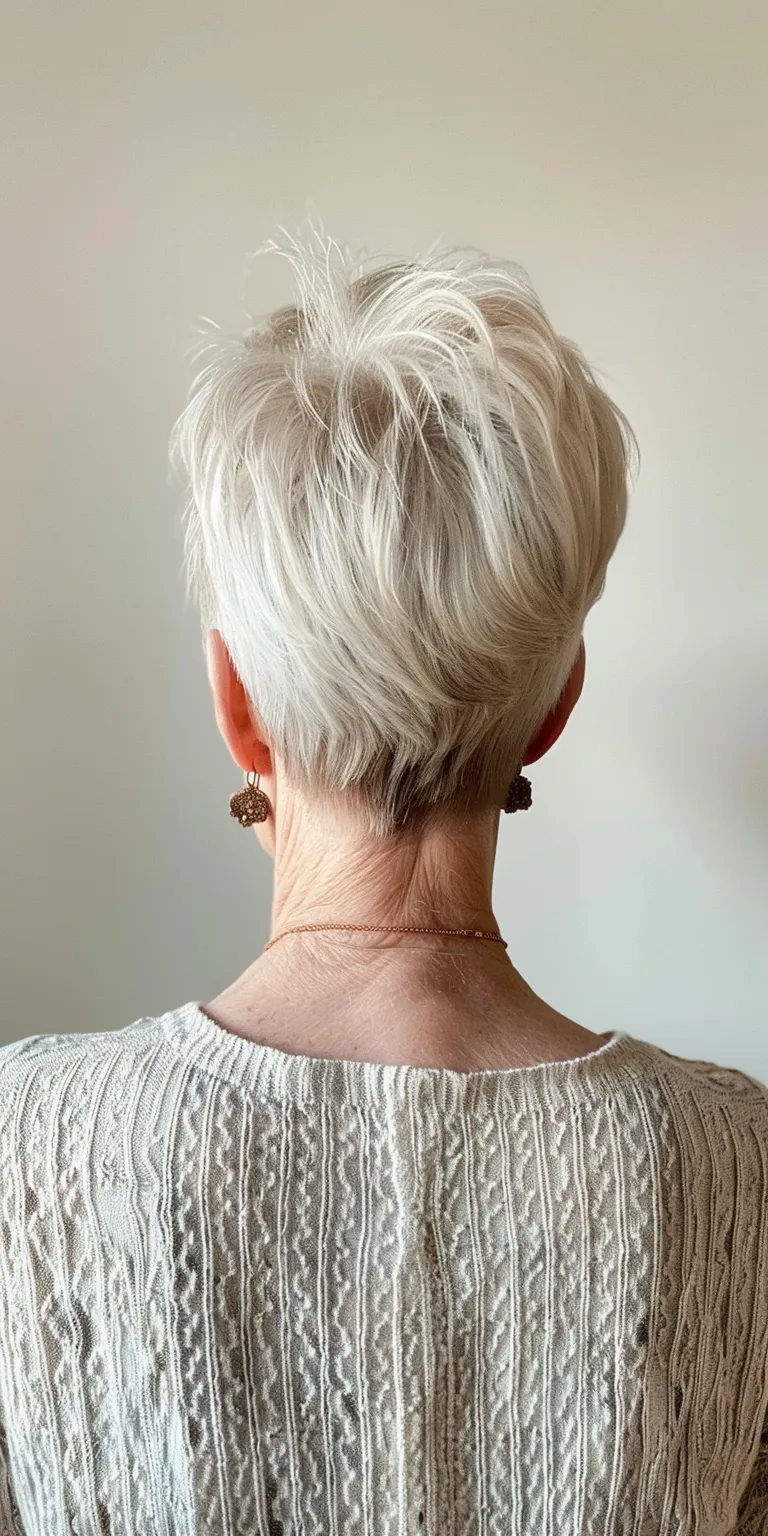 short hair styles for older women Short brush cut, Asymmetric Pompadour, Pixie Tonsure