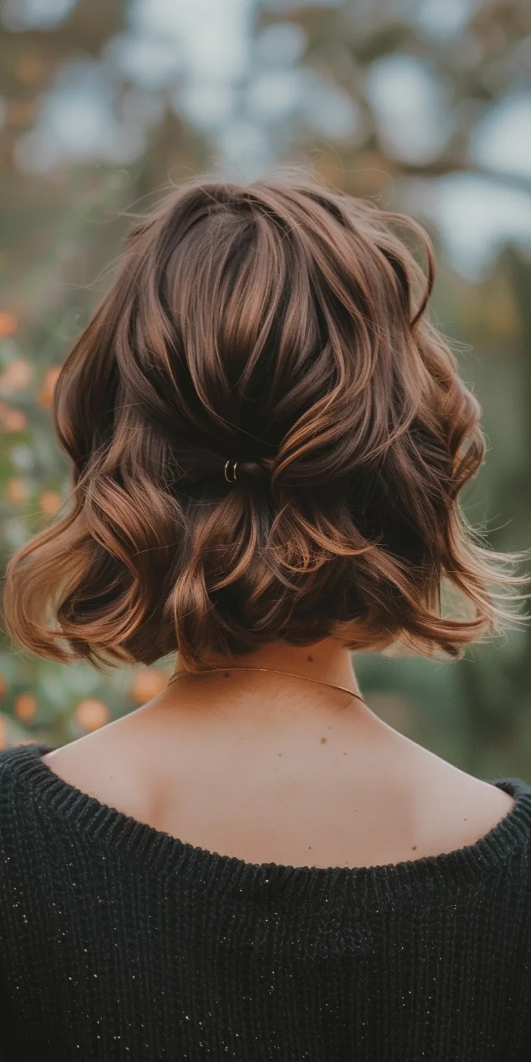 easy hairstyles for short hair Updo, Layered hair, Digital perm, Chignon, Milkmaid braid