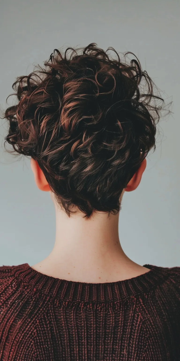 short haircuts for curly hair Updo, Digital perm, Milkmaid braid, Chignon, Asymmetric cut