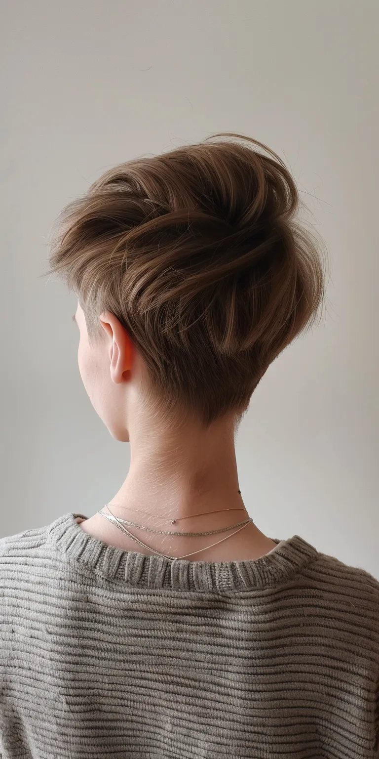 different haircuts Asymmetric cut, Short brush Updo, Pompadour, French twist