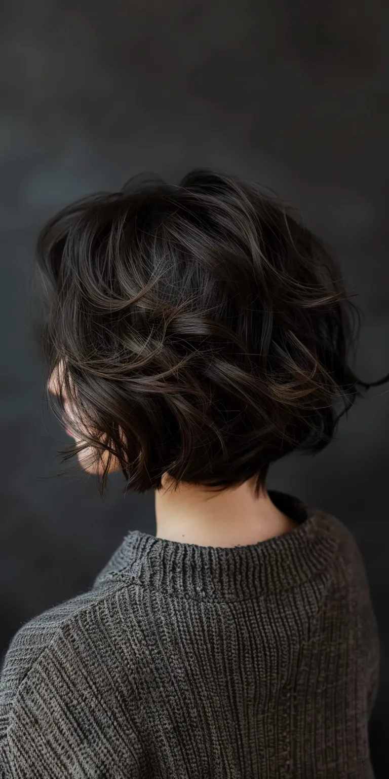 hairstyles for short hair Asymmetric cut, Layered hair, Digital perm, Bob Short brush cut