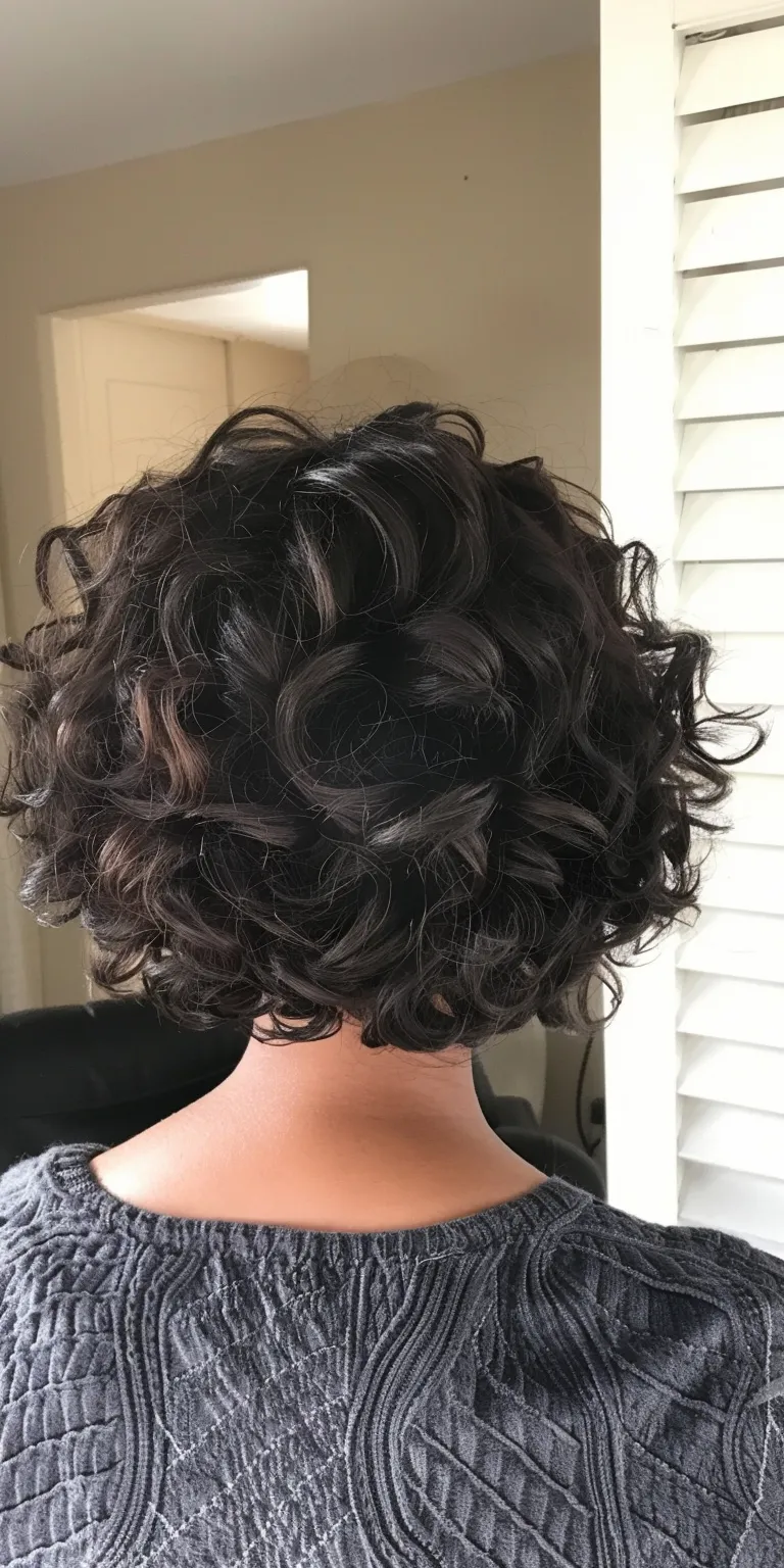 short curly bob Digital perm, Updo, Asymmetric cut, French twist, Finger wave