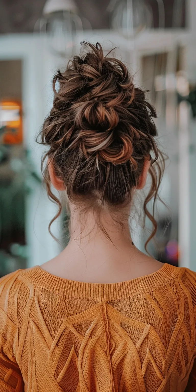 women hair styles Updo, Ballerina bun, Chignon, Milkmaid braid, Digital perm