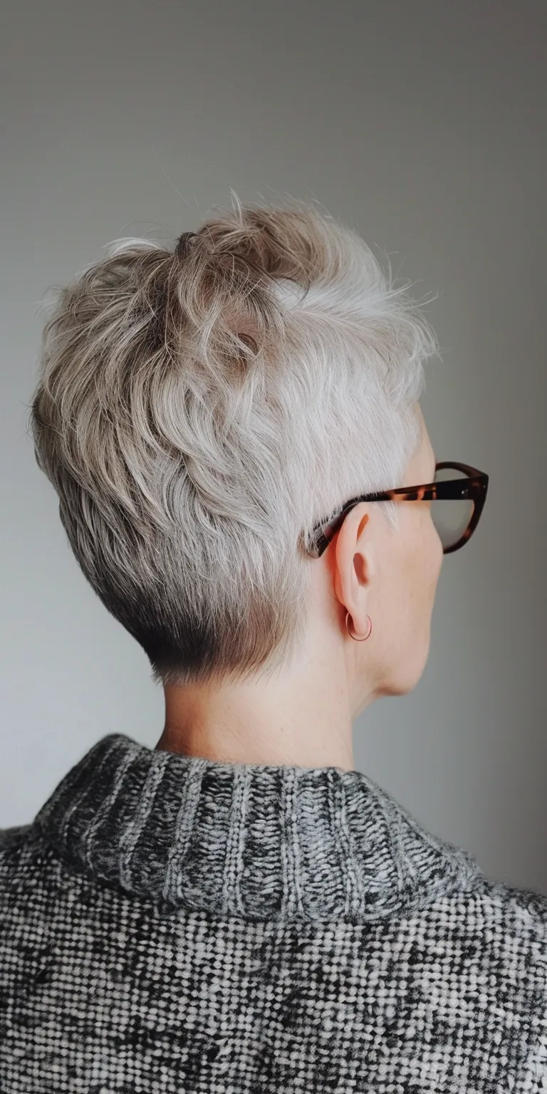 hairstyles for women over 70 Asymmetric cut, Short brush Pixie Pompadour, Layered hair