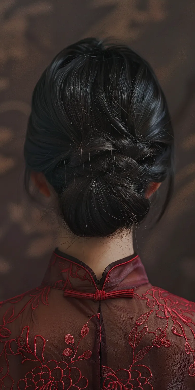 asian hairstyles Updo, French twist, Chignon, Japanese women's hairstyles, Braid