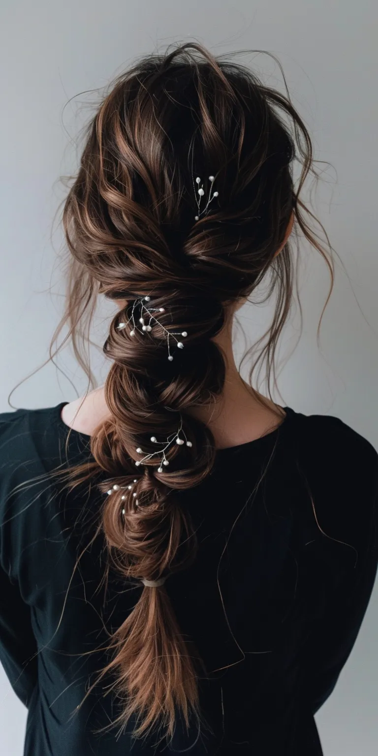 hair clip styles Boho braids, Waterfall Updo, Milkmaid braid, French twist