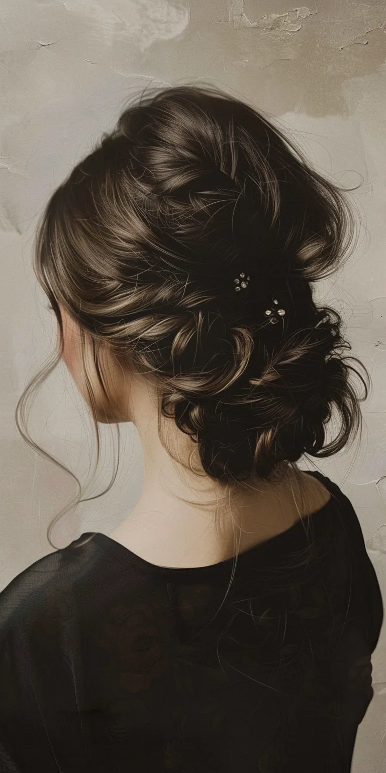 side bun hairstyle Milkmaid braid, Chignon, Updo, Japanese women's hairstyles, French braid