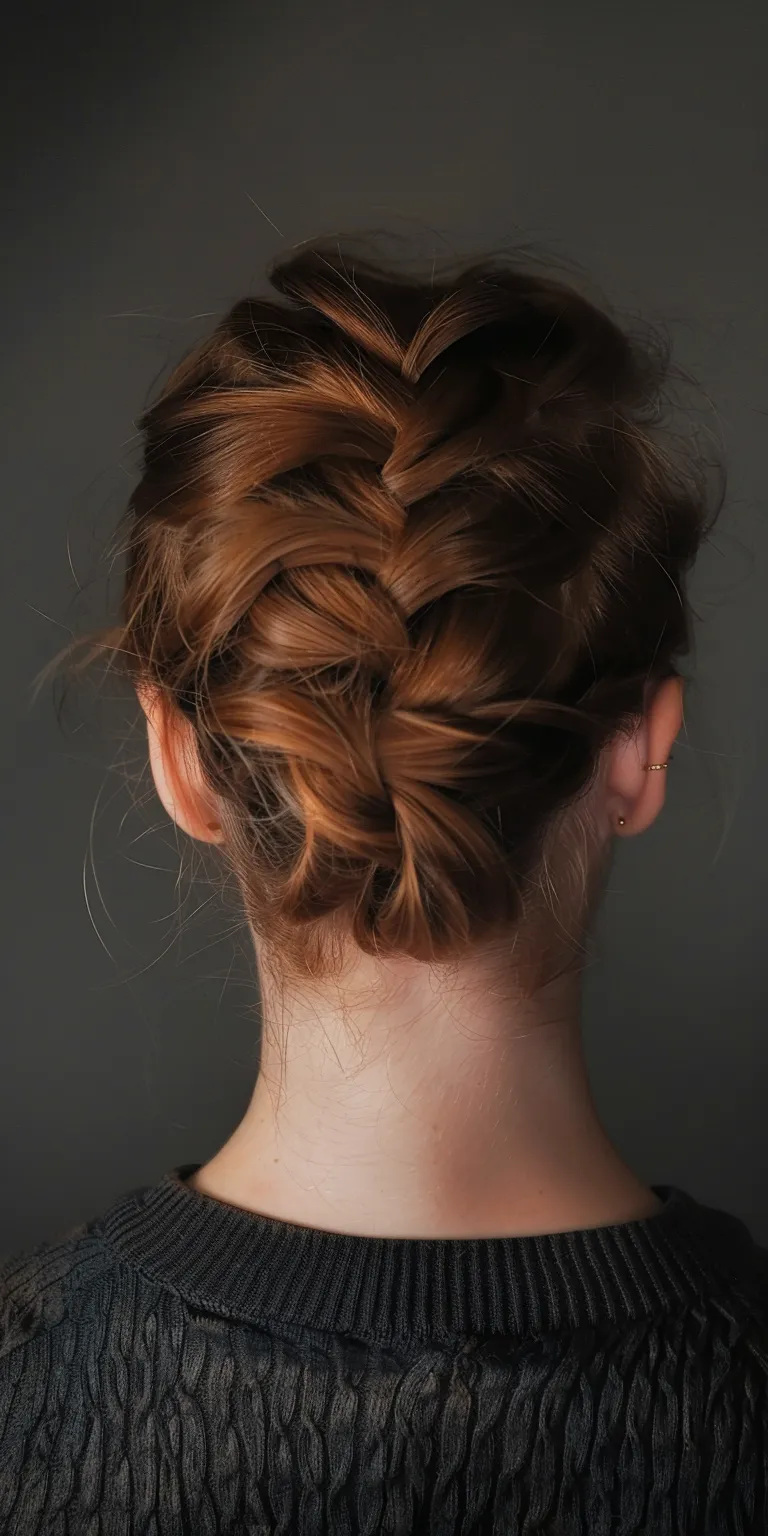 female hair styles French braid, Updo, Milkmaid Chignon, twist