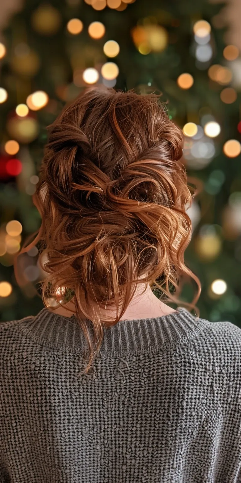 holiday hairstyles Updo, Chignon, Layered hair, French twist, Milkmaid braid