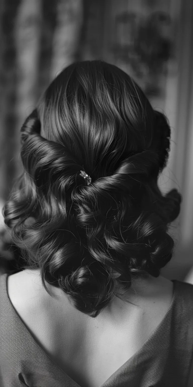 50's hairstyles Chignon, Updo, Milkmaid braid, Finger wave, French twist