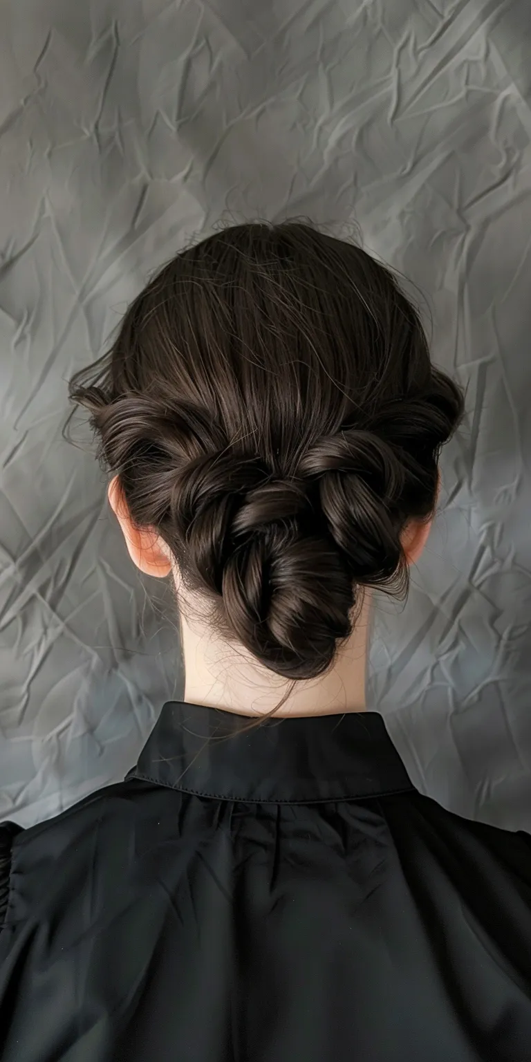 womens hair styles French twist, Chignon, Updo, braid, Milkmaid braid