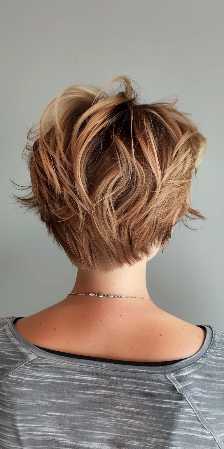 short layered hairstyles Asymmetric cut, Pixie Short brush Updo, Chignon