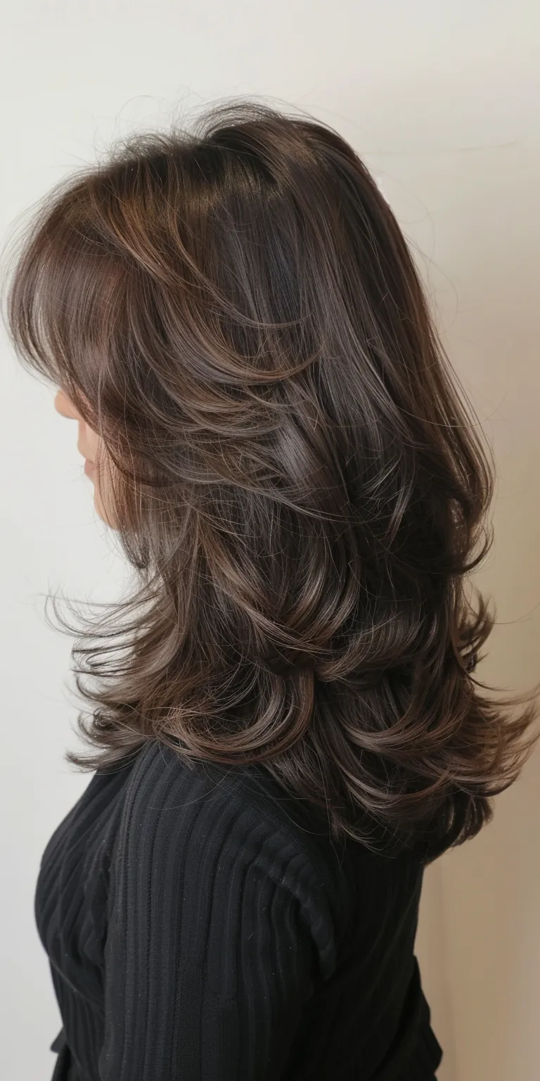 layered haircuts with bangs Layered hair, Digital perm, Asymmetric cut, Japanese women's hairstyles, Professional cut