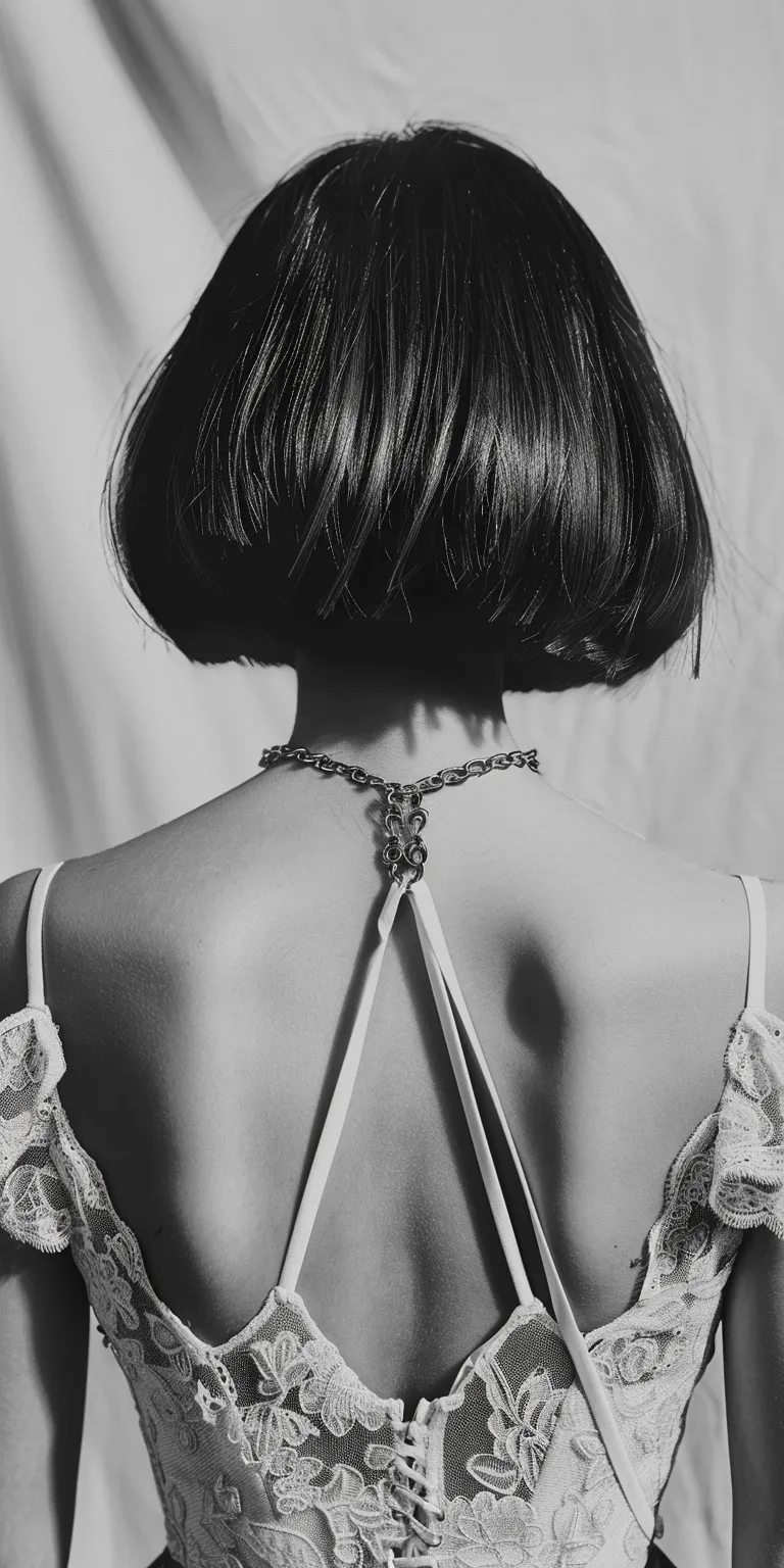 short bob with fringe Chignon, Asymmetric cut, Pixie Bob Updo