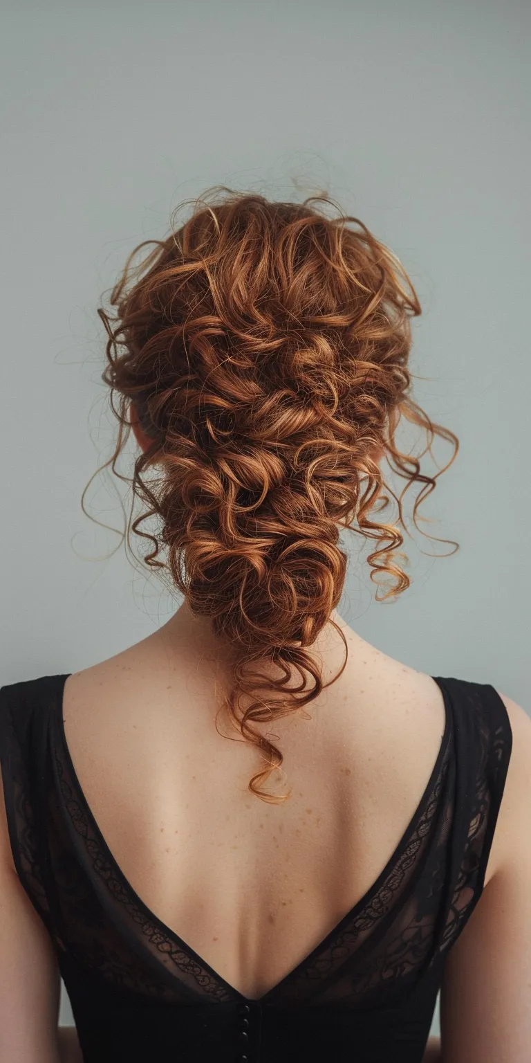 clip hairstyles Digital perm, Updo, Ringlets, Milkmaid braid, Curly hair