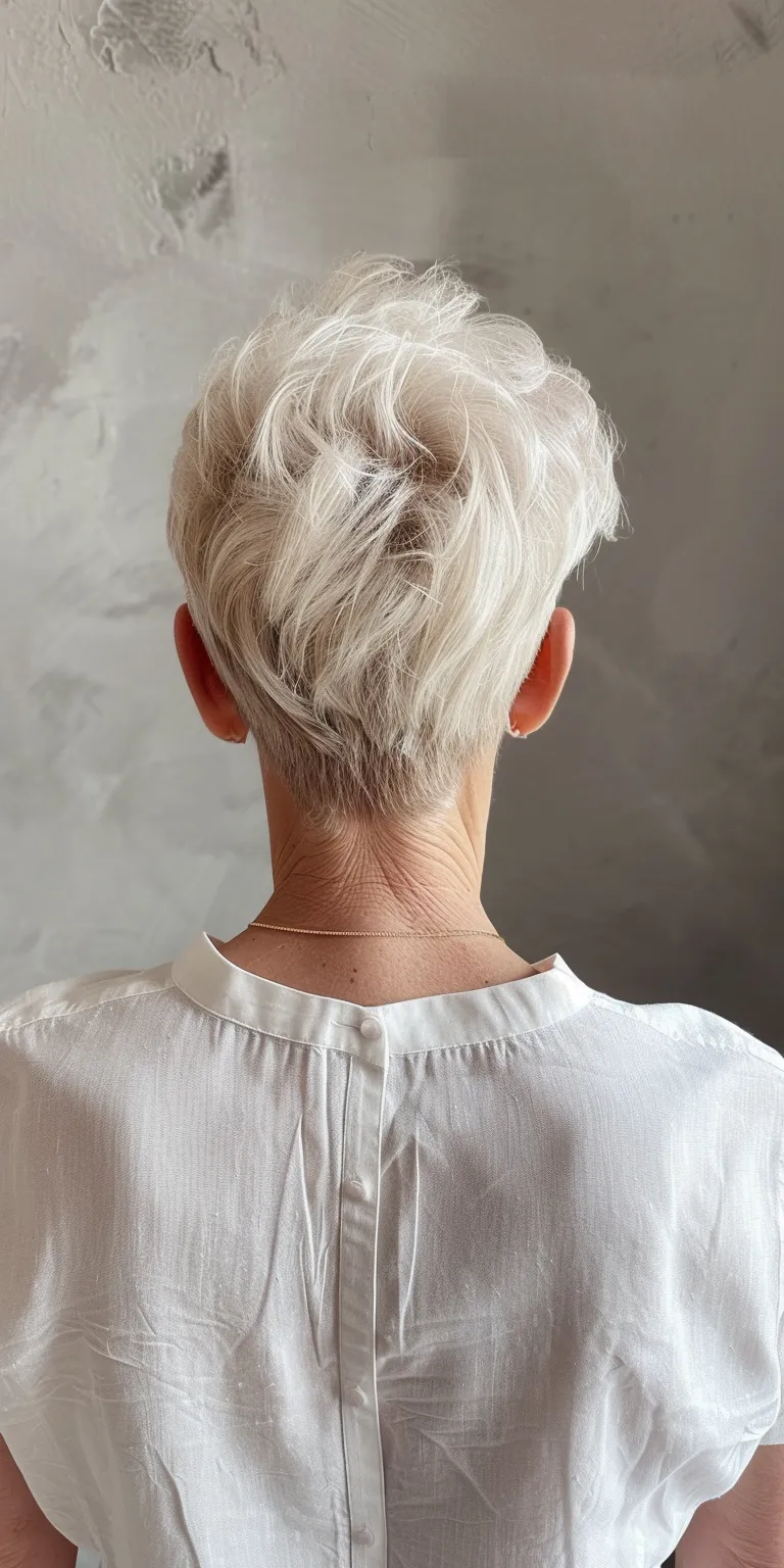 short hairstyles for women over 60 Asymmetric cut, Tonsure, Short brush Pompadour, Digital perm