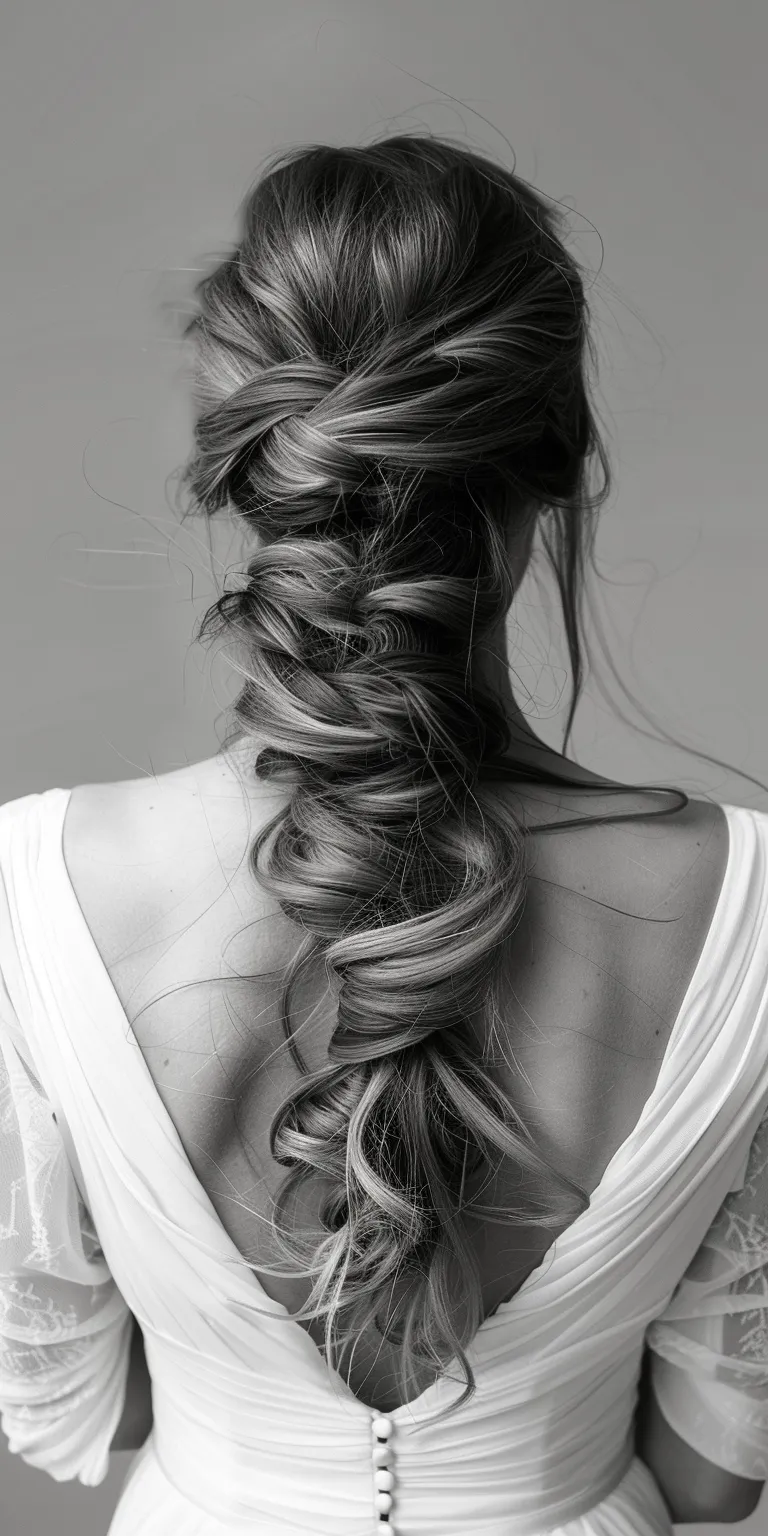 long hair wedding styles Waterfall braids, Chignon, French braid, Braid, Boho braids