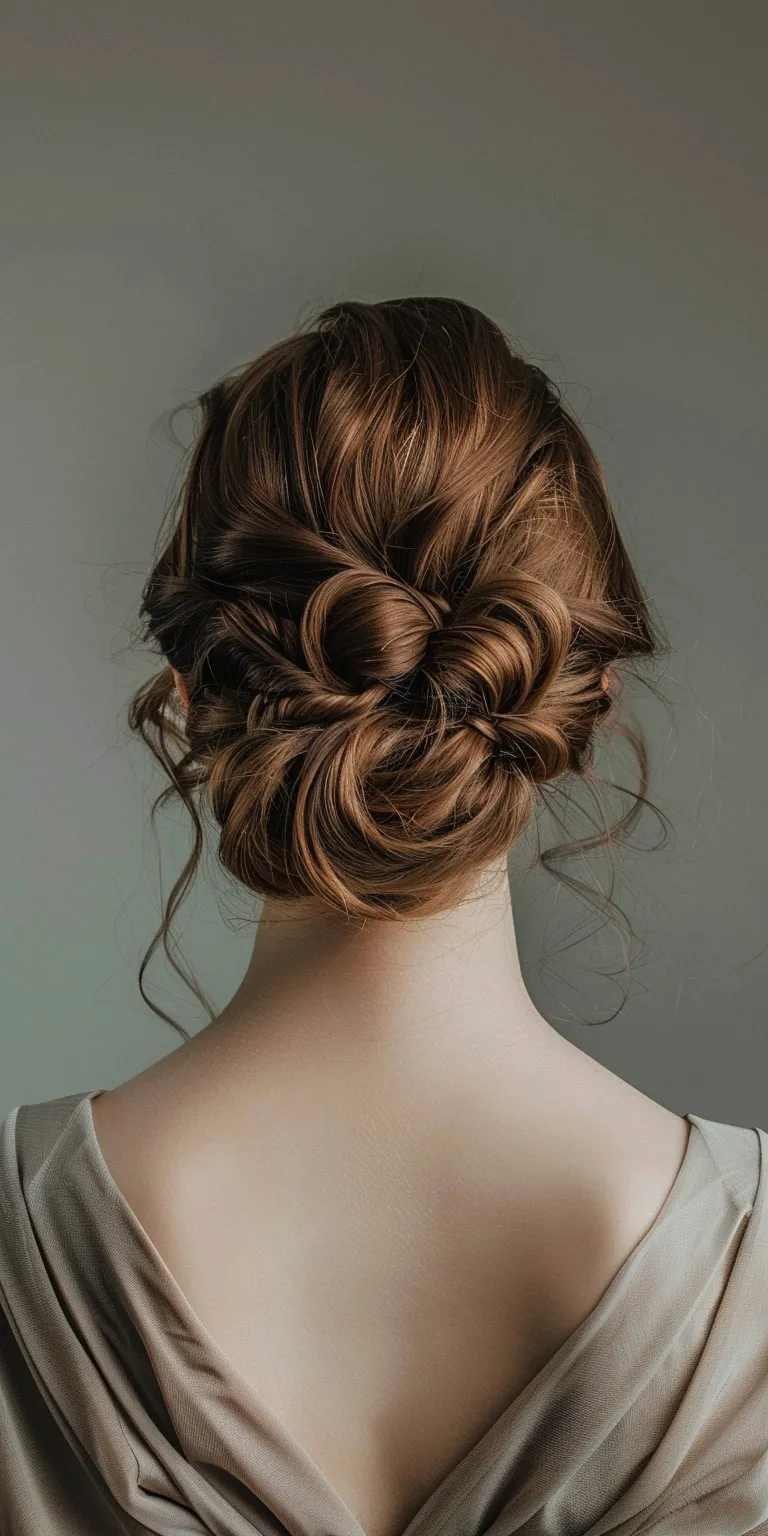 ladies hair styles Updo, Chignon, Milkmaid braid, French twist, Ballerina bun