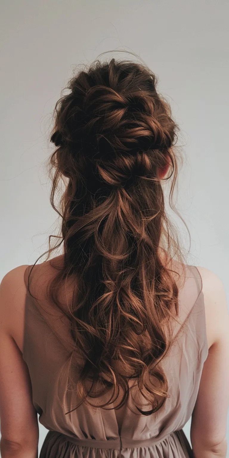 half up hairstyles Updo, Chignon, Milkmaid braid, French Ballerina bun