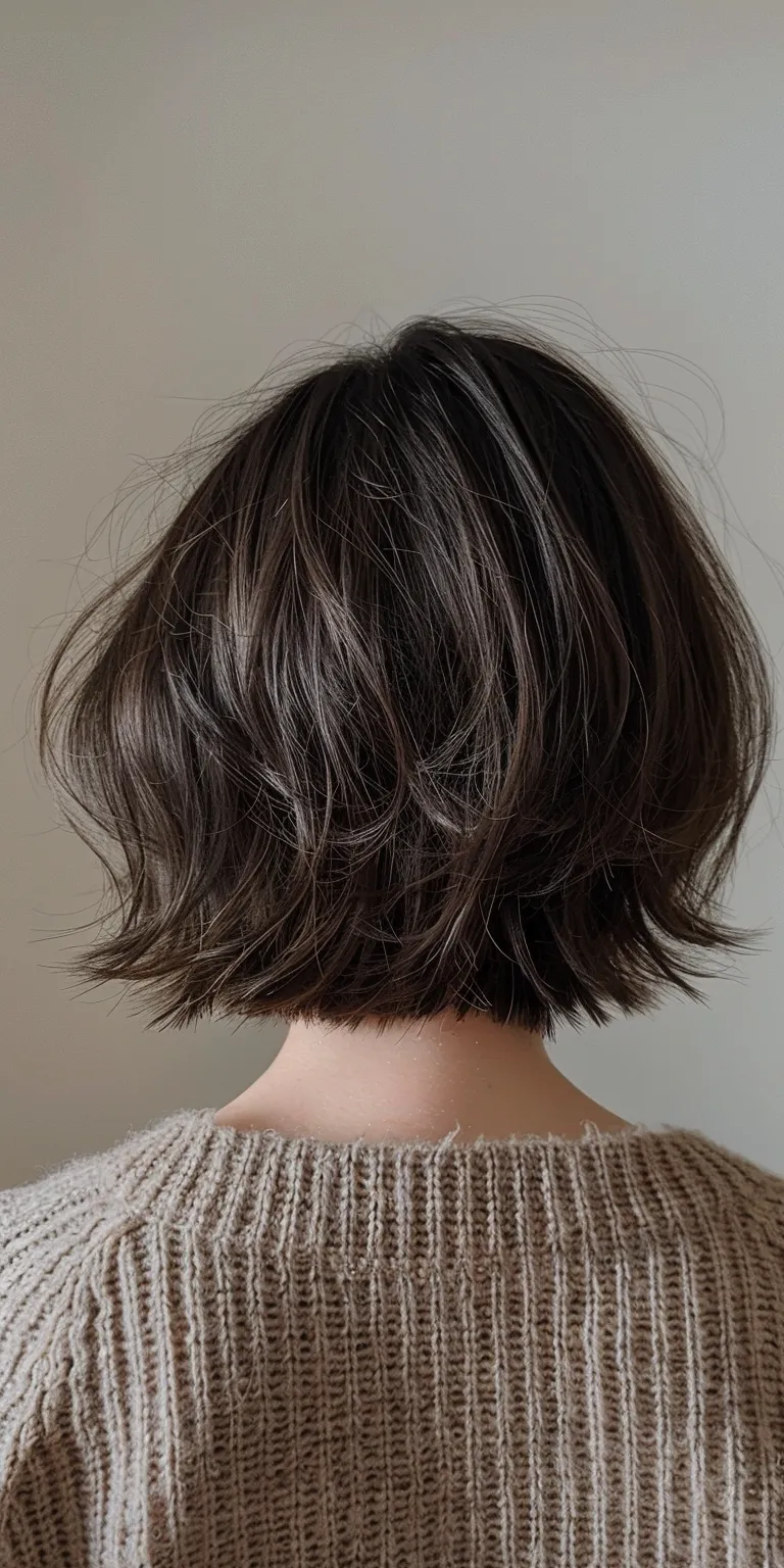 short hairstyles for thin hair Asymmetric cut, Short brush Layered hair, Bob Japanese women's