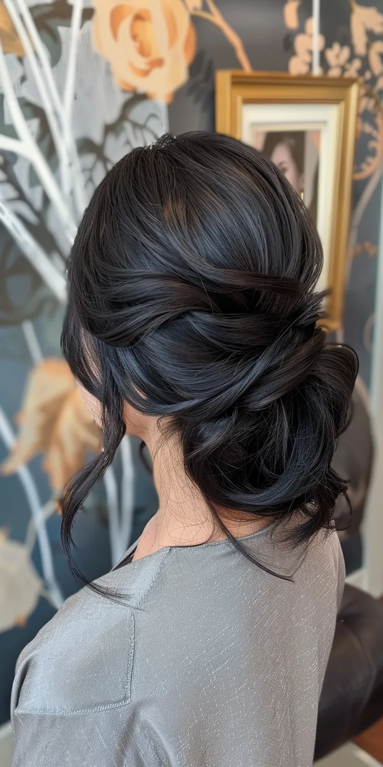 asian hair styles Updo, Waterfall braids, French twist, Chignon, braid