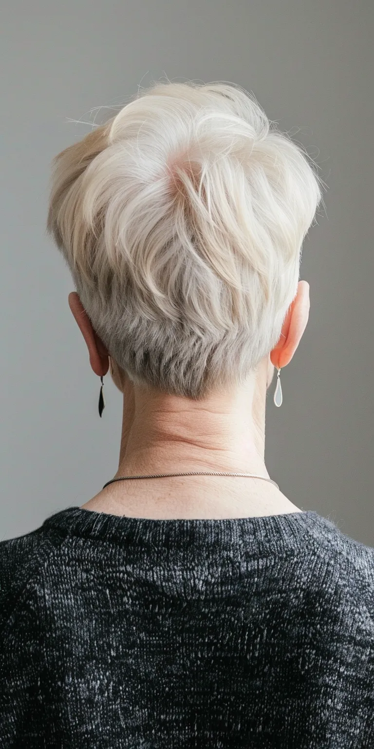 short pixie haircuts for women over 60 Asymmetric cut, Short brush Tonsure, Pixie Pompadour