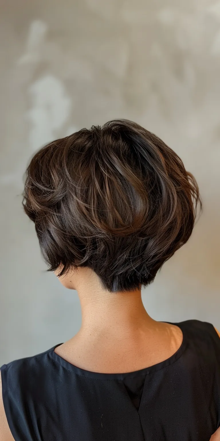 korean short hairstyle Asymmetric cut, Digital perm, Pixie Chignon, Layered hair