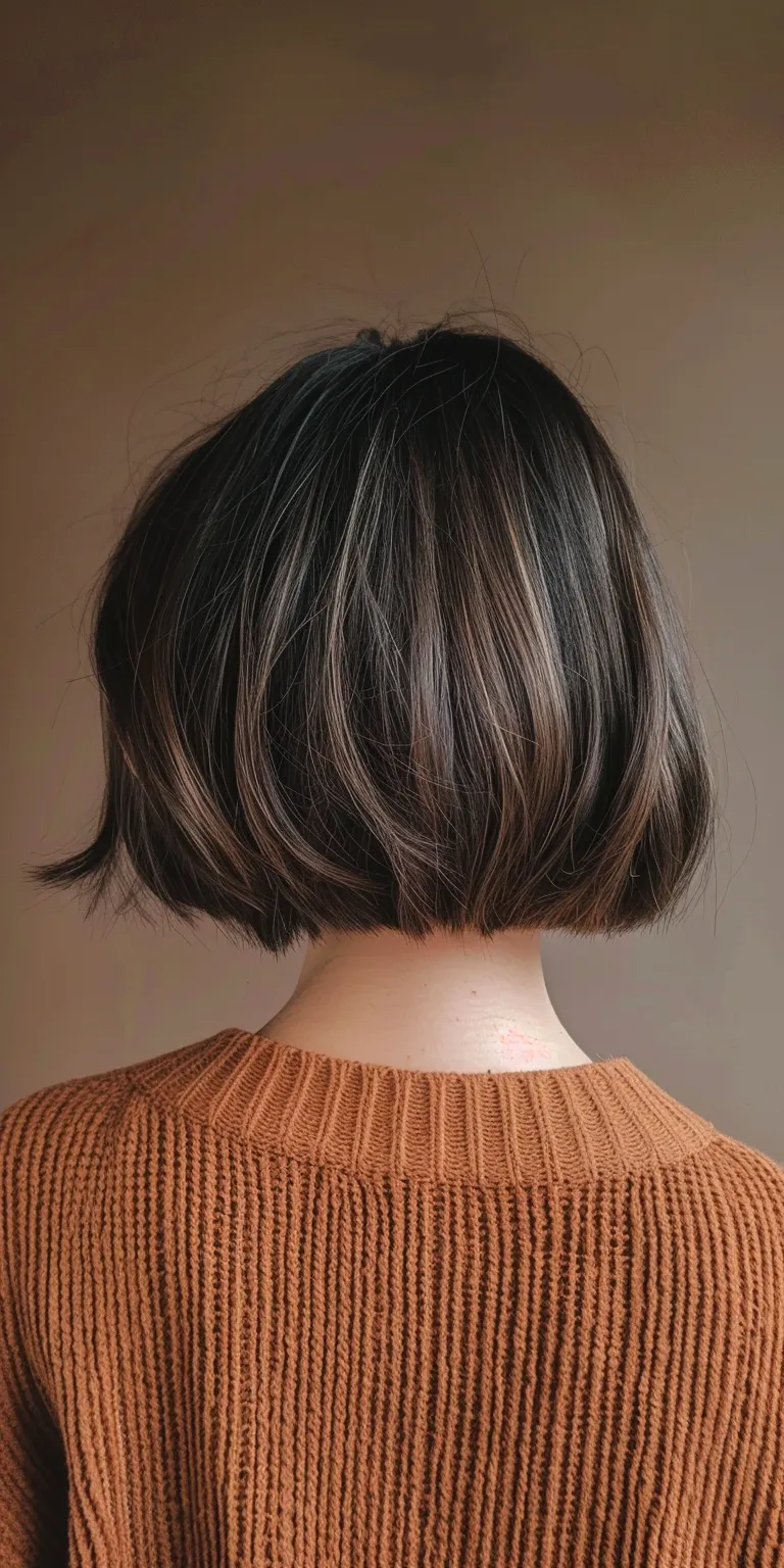 short hairstyles with bangs Asymmetric cut, Bob Short brush Layered hair, Japanese women's